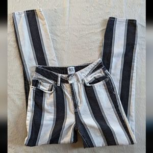 BDG Urban Outfitters High Waisted Mom Jeans Black and White wide stripes